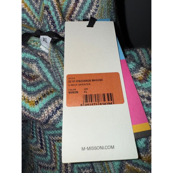 MISSONI Chevron Knit Mohair-Blend Sweater Top - size XL - Picture 8 of 12